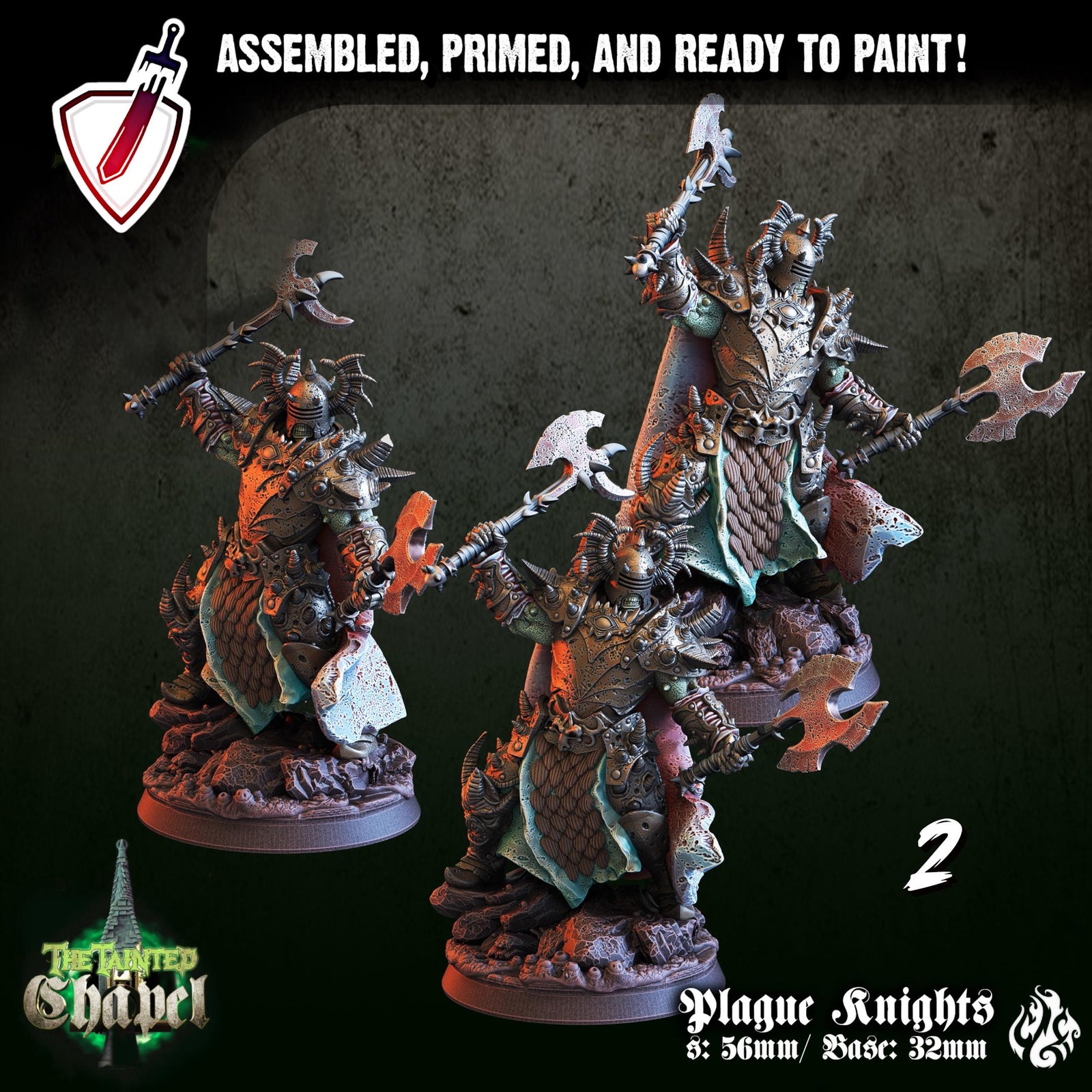 Plague Knights | Miniatures by Crippled God Foundry | Resin Mini For Tabletop Gaming, D&D, Pathfinder, and Painting | Assembled and Primed