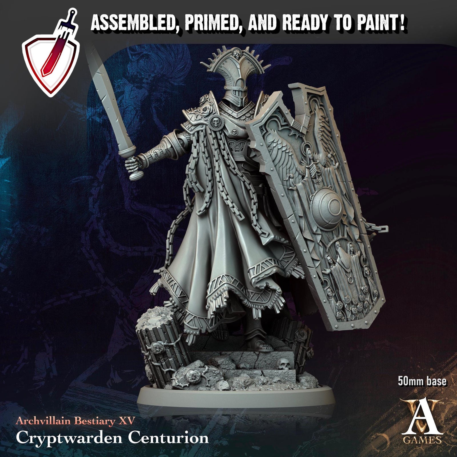 Cryptwarden Centurion | Miniature by Archvillain Games | Resin Mini For Tabletop Gaming, D&D, Pathfinder, Painting | Assembled and Primed