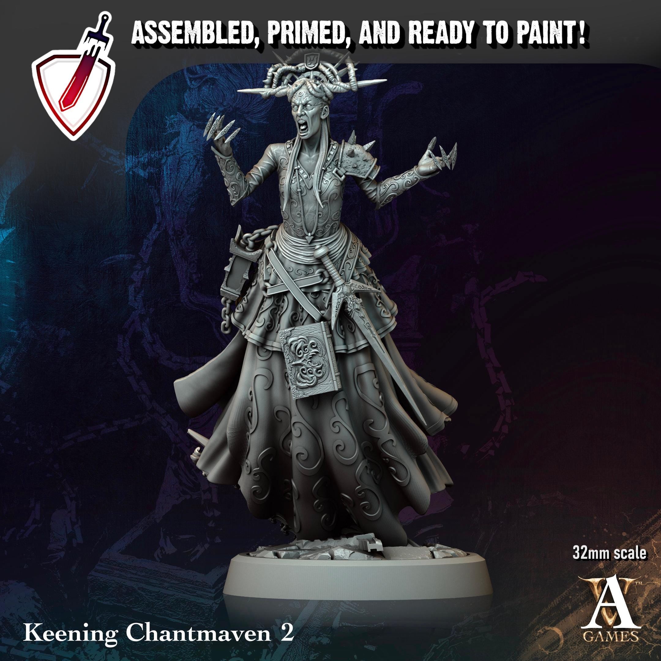 Keening Chantmaven | Miniatures by Archvillain Games | Resin Mini for Tabletop Gaming, D&D, Pathfinder, and Painting | Assembled and Primed