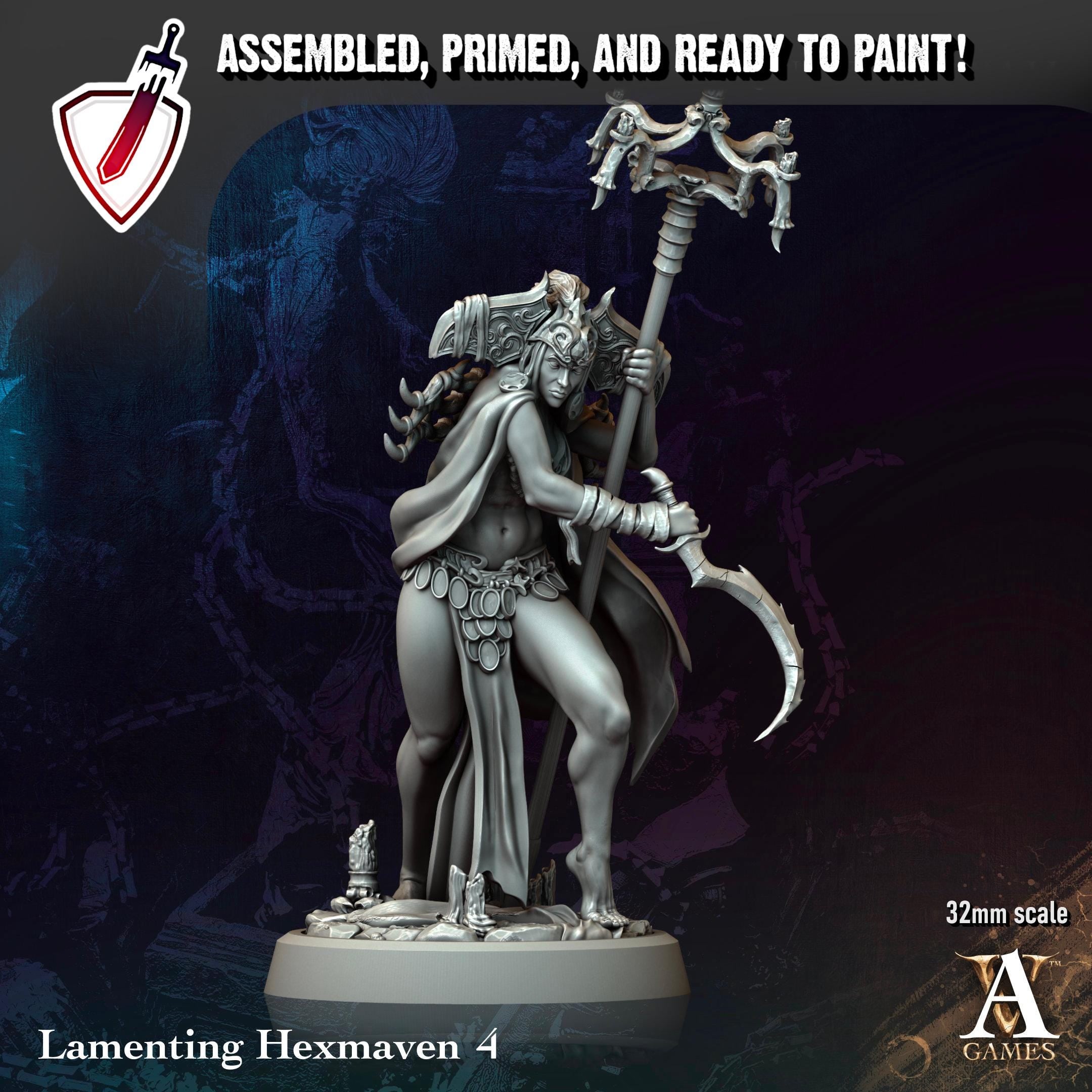 Lamenting Hexmaven | Miniatures by Archvillain Games | Resin Mini for Tabletop Gaming, D&D, Pathfinder, and Painting | Assembled and Primed