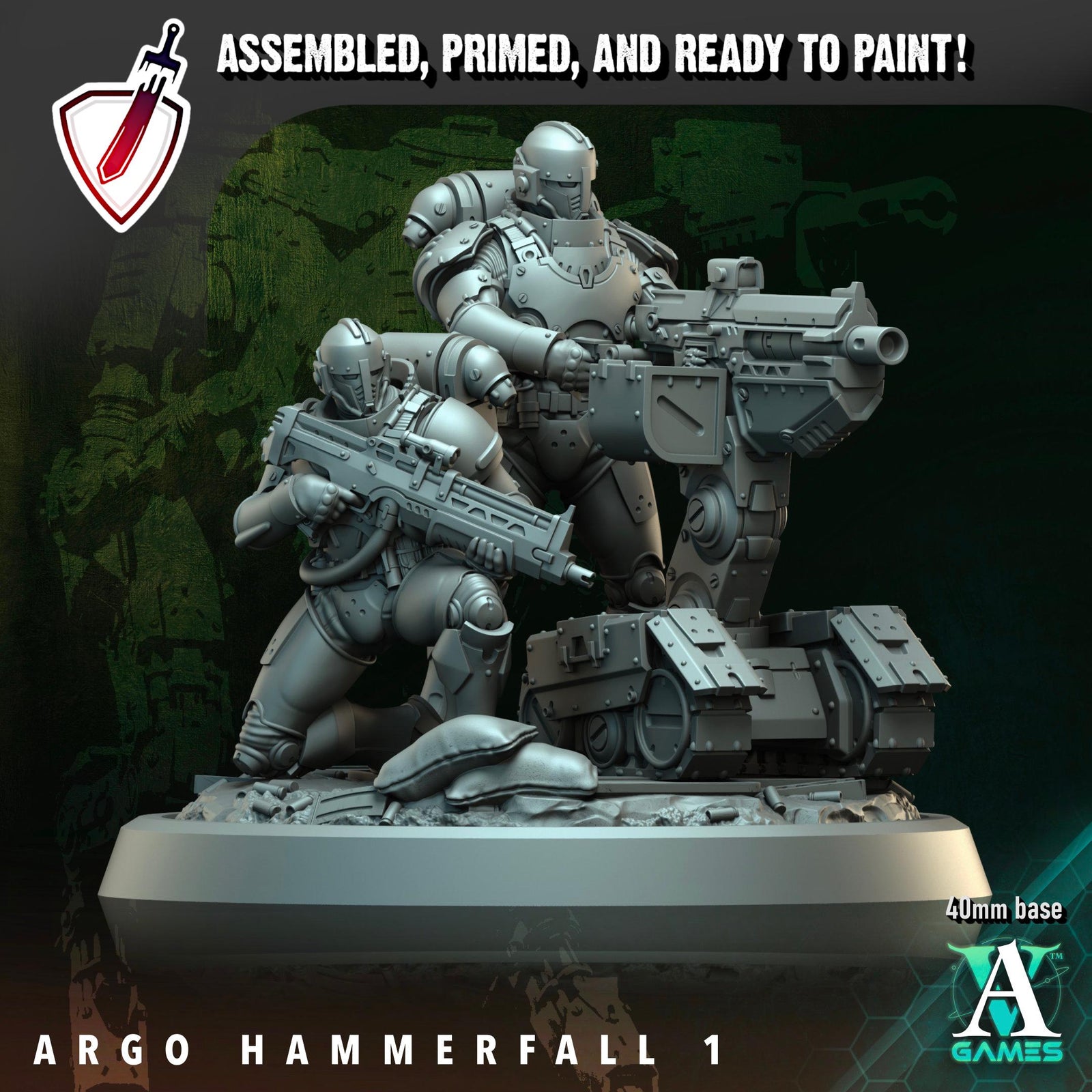 Argo Hammerfall | Miniatures by Archvillain Games | Resin Mini For Tabletop Wargaming, RPGs, and Painting | Assembled and Primed