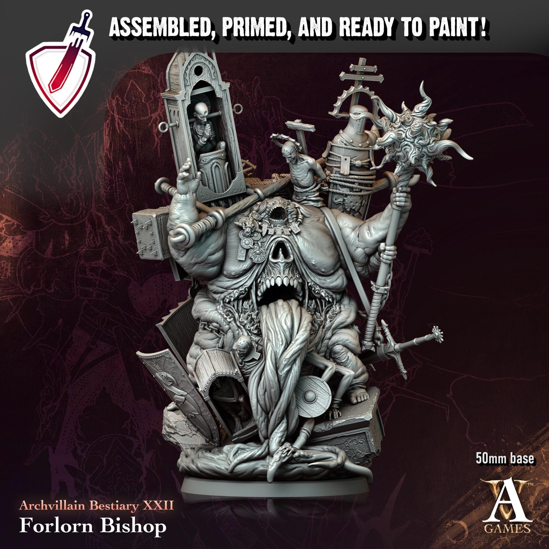 Forlorn Bishop | (Large) Miniature by Archvillain Games | For Tabletop Gaming, D&D, Pathfinder, and Painting | Assembled and Primed