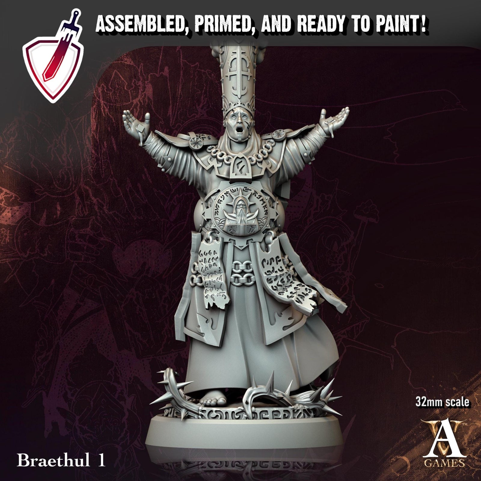 Braethul | Resin Miniatures by Archvillain Games | Resin Mini for Tabletop Gaming, D&D, Pathfinder, Painting | Assembled and Primed