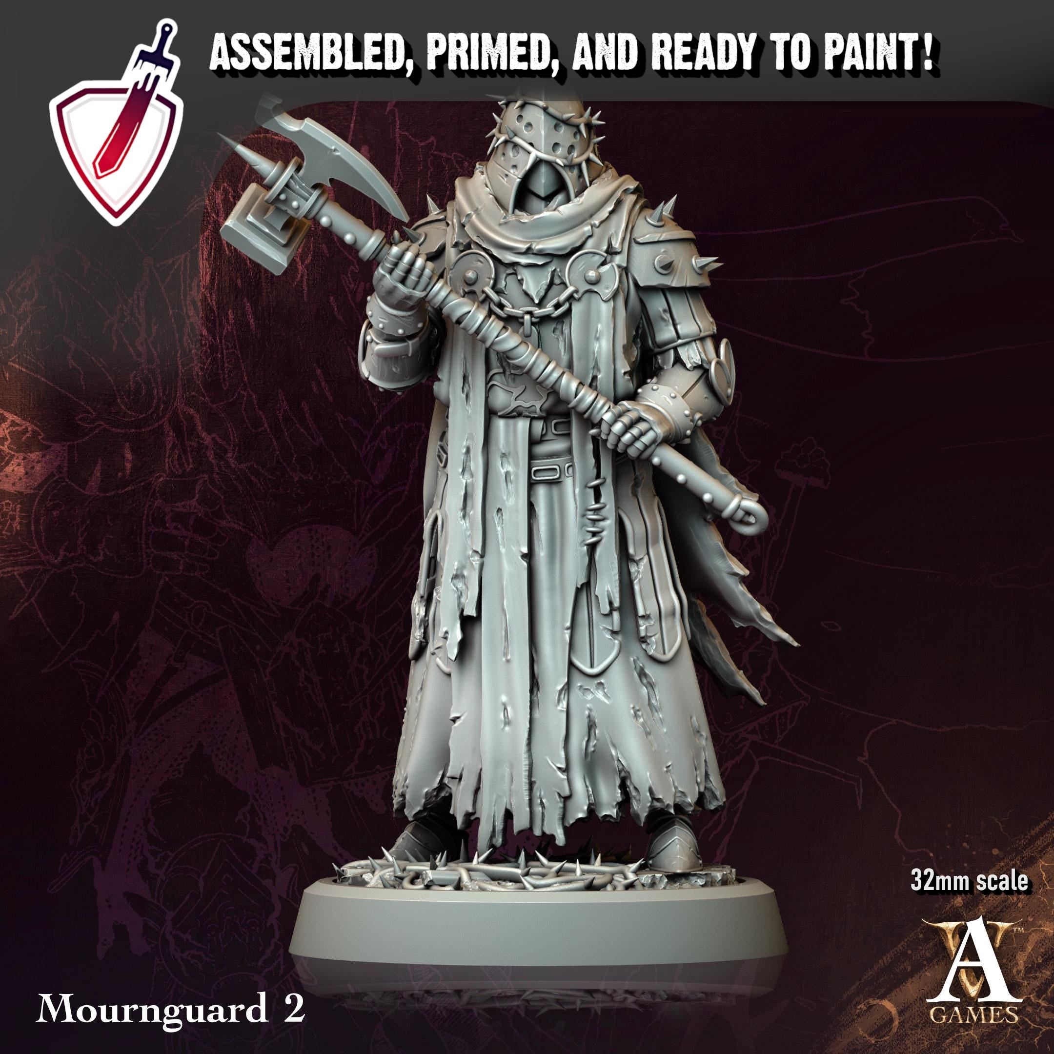 Mourneguard | Resin Miniatures by Archvillain Games | Resin Mini for Tabletop Gaming, D&D, Pathfinder, Painting | Assembled and Primed