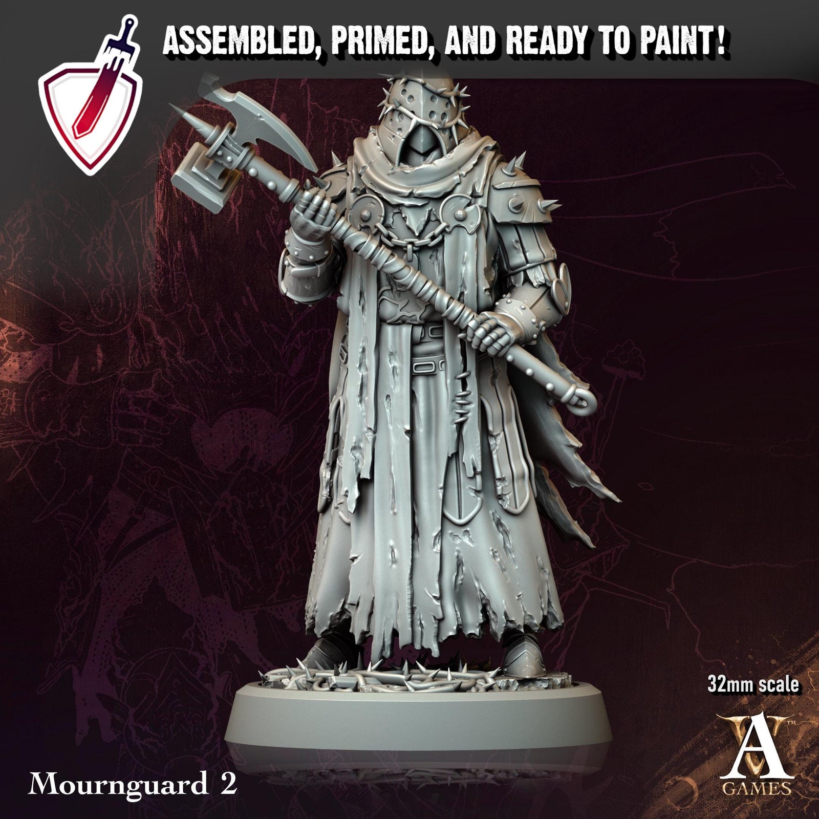 Mourneguard | Resin Miniatures by Archvillain Games | Resin Mini for Tabletop Gaming, D&D, Pathfinder, Painting | Assembled and Primed