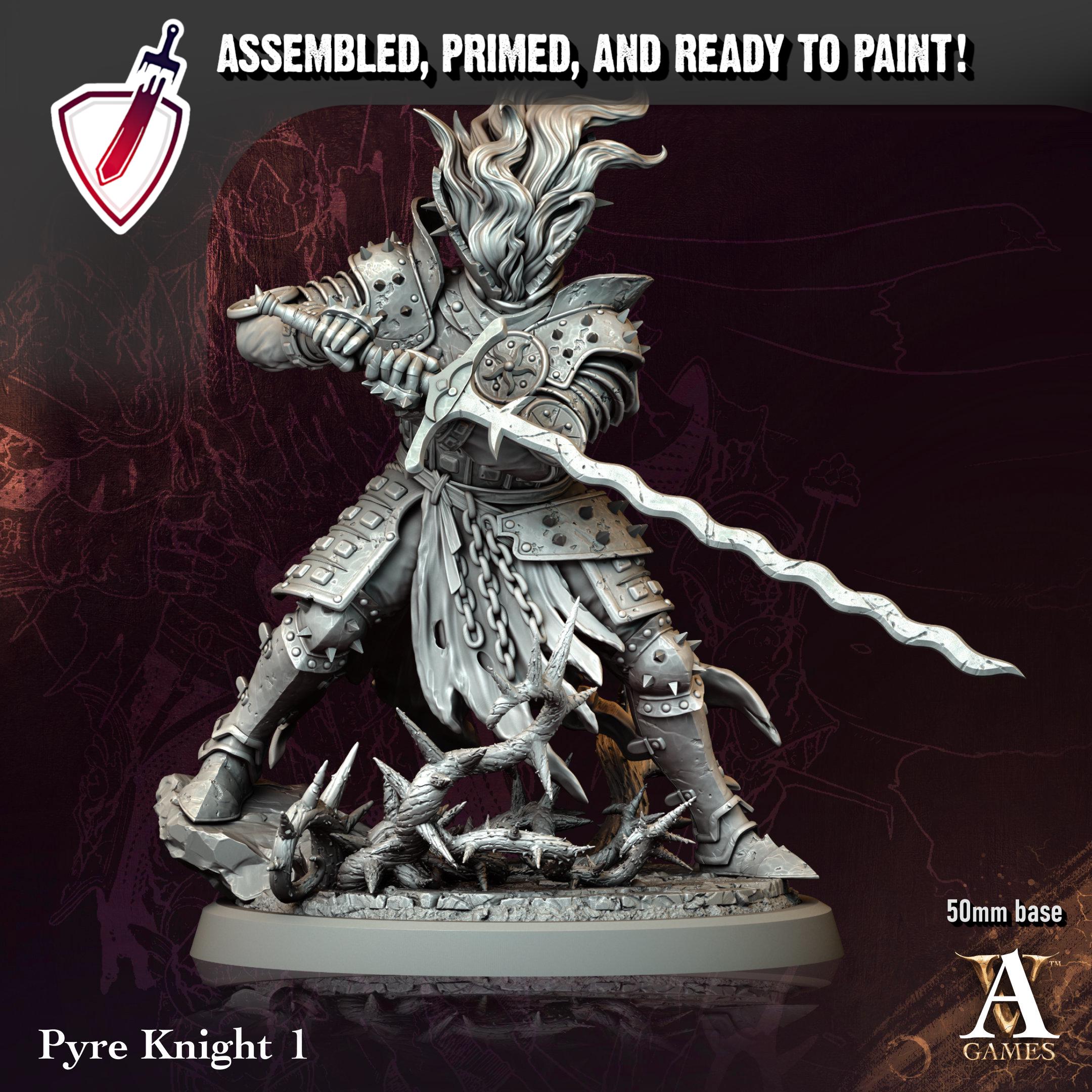 Pyre Knight | Resin Miniatures by Archvillain Games | Resin Mini for Tabletop Gaming, D&D, Pathfinder, Painting | Assembled and Primed