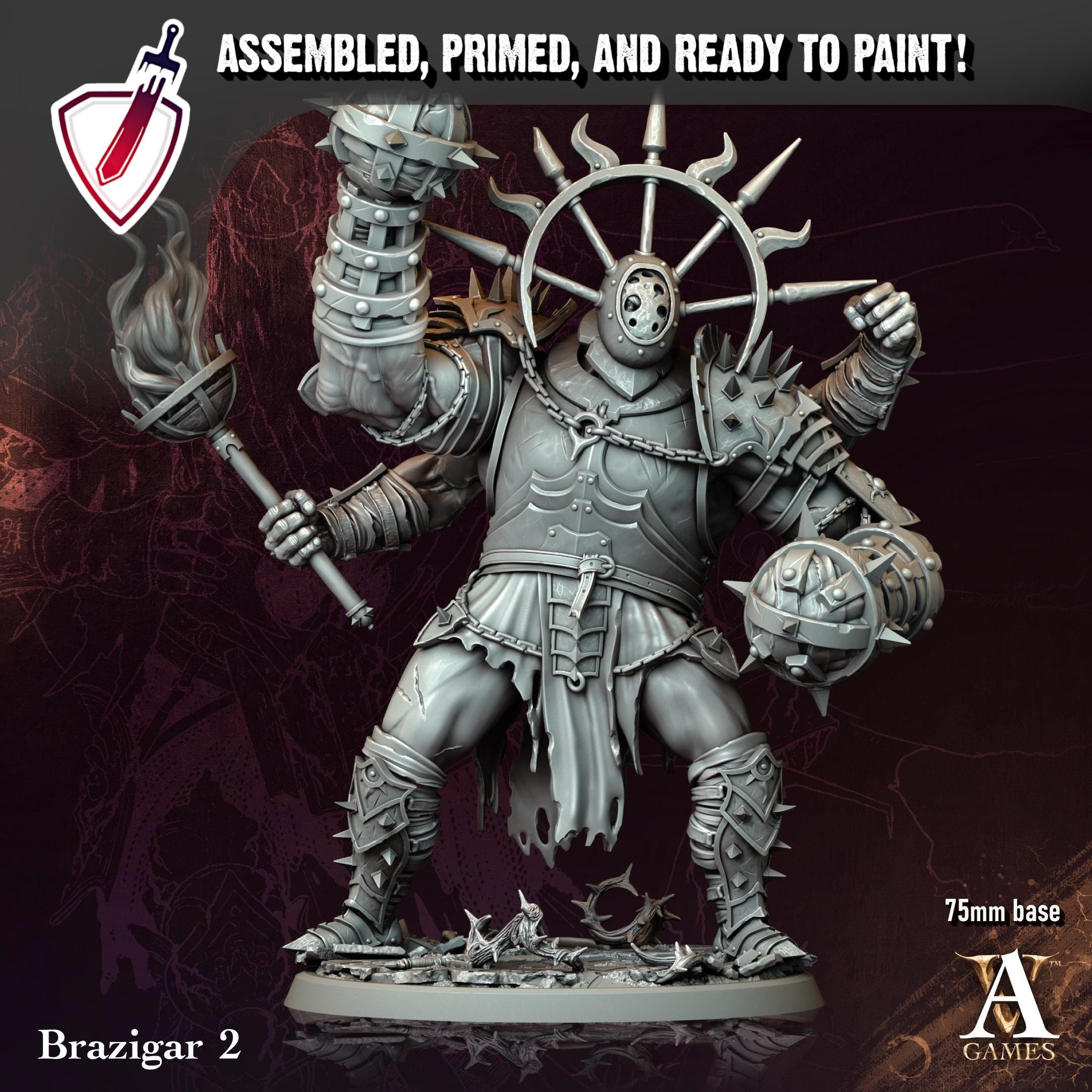 Brazigar | (Large) Resin Miniatures by Archvillain Games | Resin Mini for Tabletop Gaming, D&D, Pathfinder, Painting | Assembled and Primed
