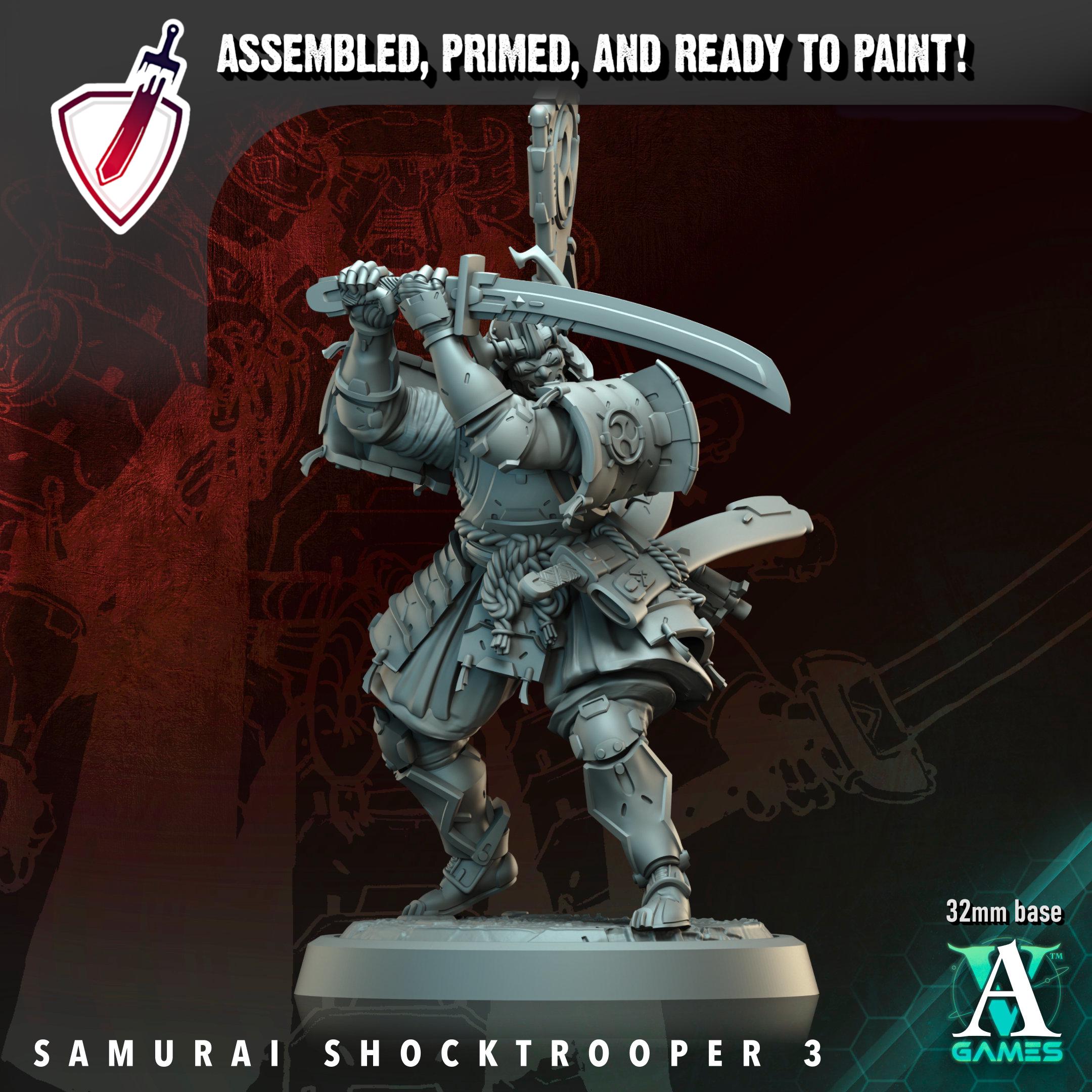 Samurai Shocktrooper | Resin Miniatures by Archvillain Games | For Tabletop Gaming, D&D, Wargaming, Painting | Assembled and Primed - Brush and Battle