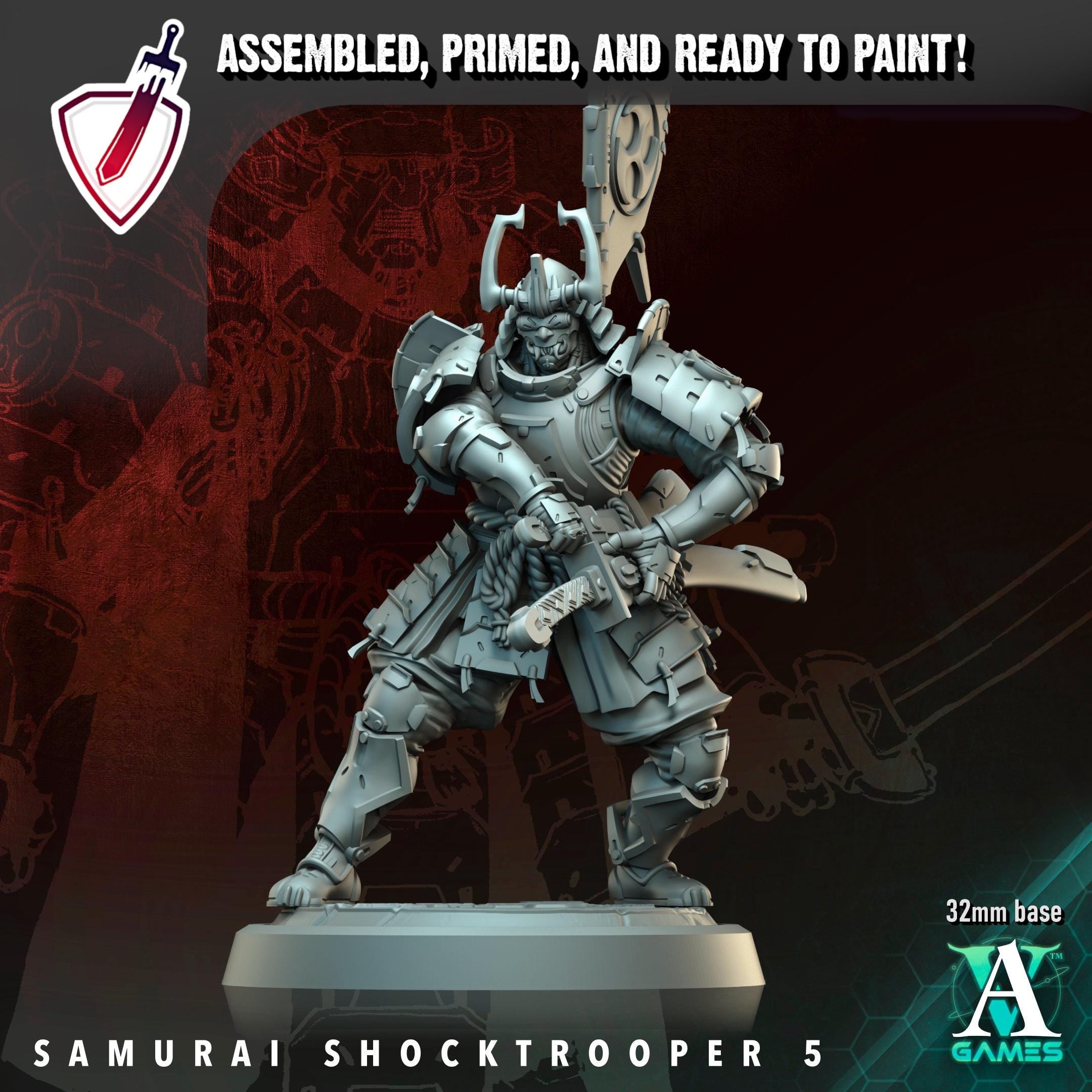 Samurai Shocktrooper | Resin Miniatures by Archvillain Games | For Tabletop Gaming, D&D, Wargaming, Painting | Assembled and Primed - Brush and Battle