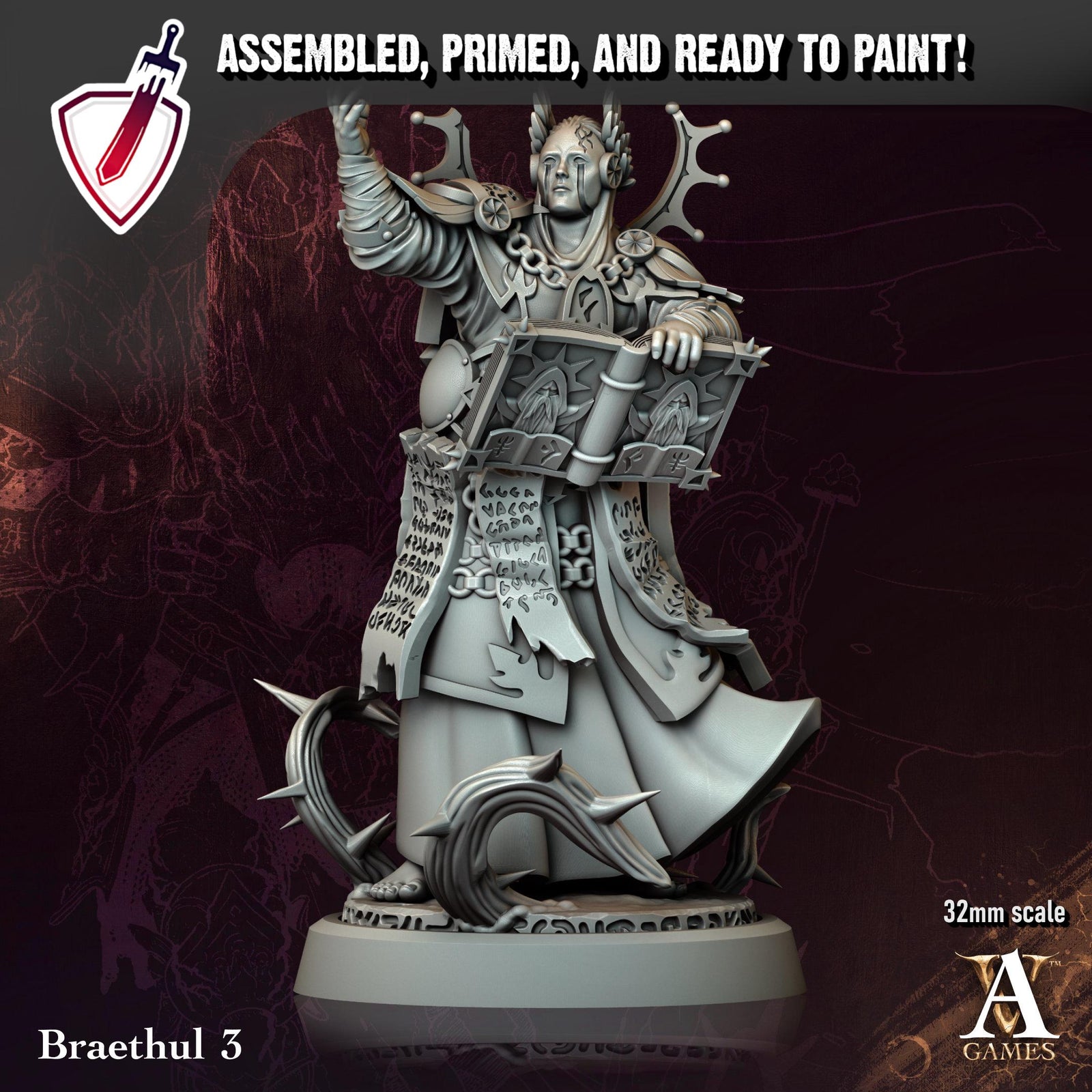 Braethul | Resin Miniatures by Archvillain Games | Resin Mini for Tabletop Gaming, D&D, Pathfinder, Painting | Assembled and Primed