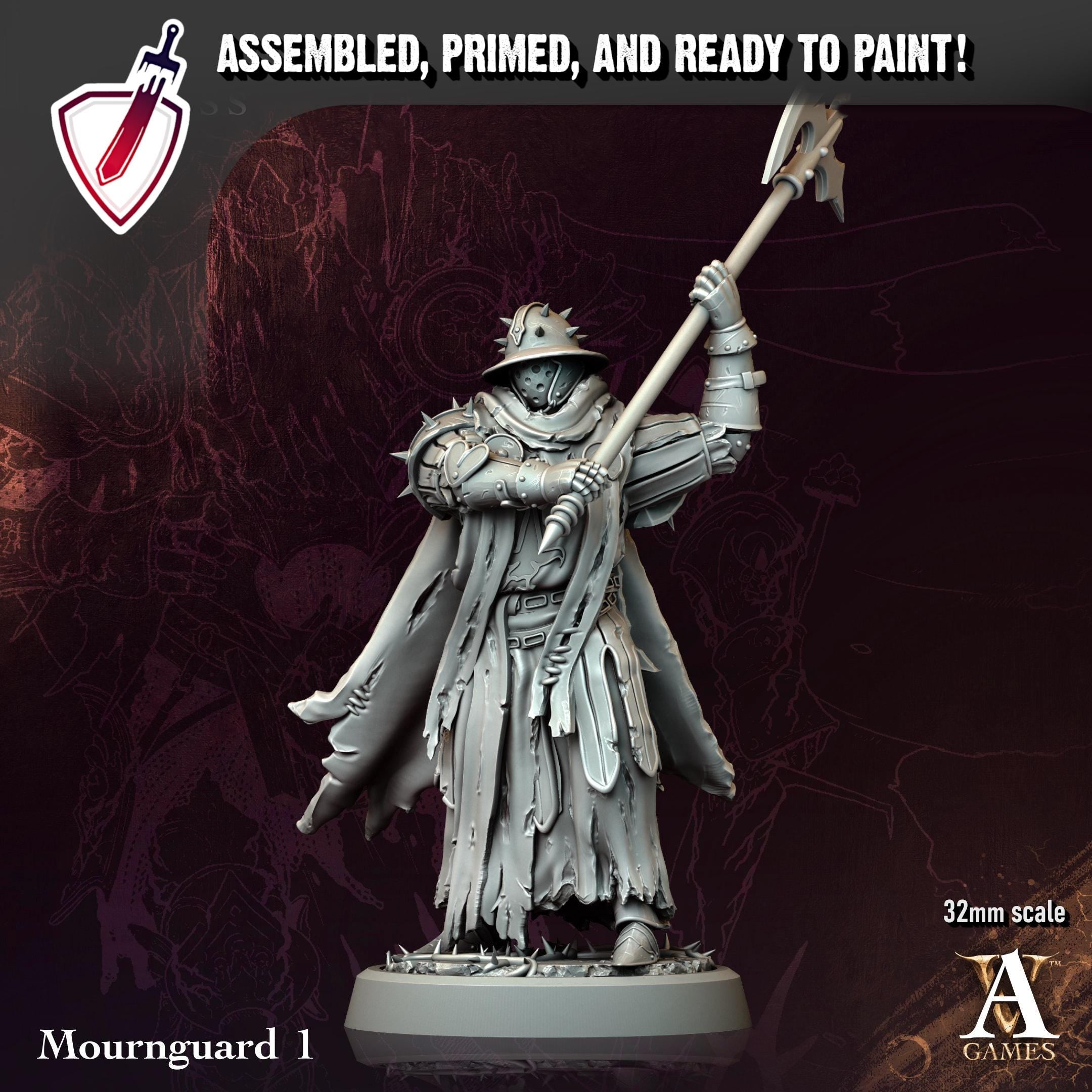 Mourneguard | Resin Miniatures by Archvillain Games | Resin Mini for Tabletop Gaming, D&D, Pathfinder, Painting | Assembled and Primed