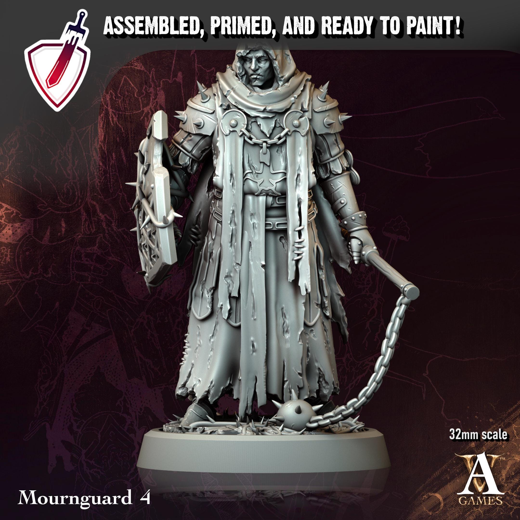 Mourneguard | Resin Miniatures by Archvillain Games | Resin Mini for Tabletop Gaming, D&D, Pathfinder, Painting | Assembled and Primed